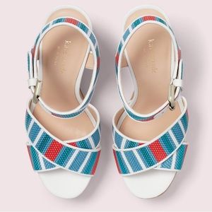 Kate Spade GRACE Striped Raffia Platform Sandals